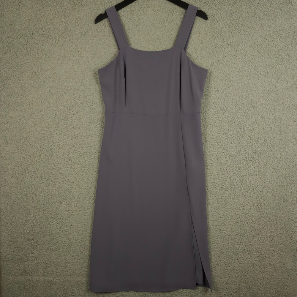 Ann Taylor LOFT Dress Womens 8 Dusty Purple Sleeveless Slit Tank Side Zip Midi